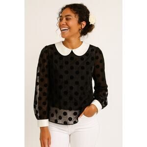 MSRP $129 ✨ Apple Mango Korean Brand Polka Dot Blouse – Size Small (Fits M) ✨